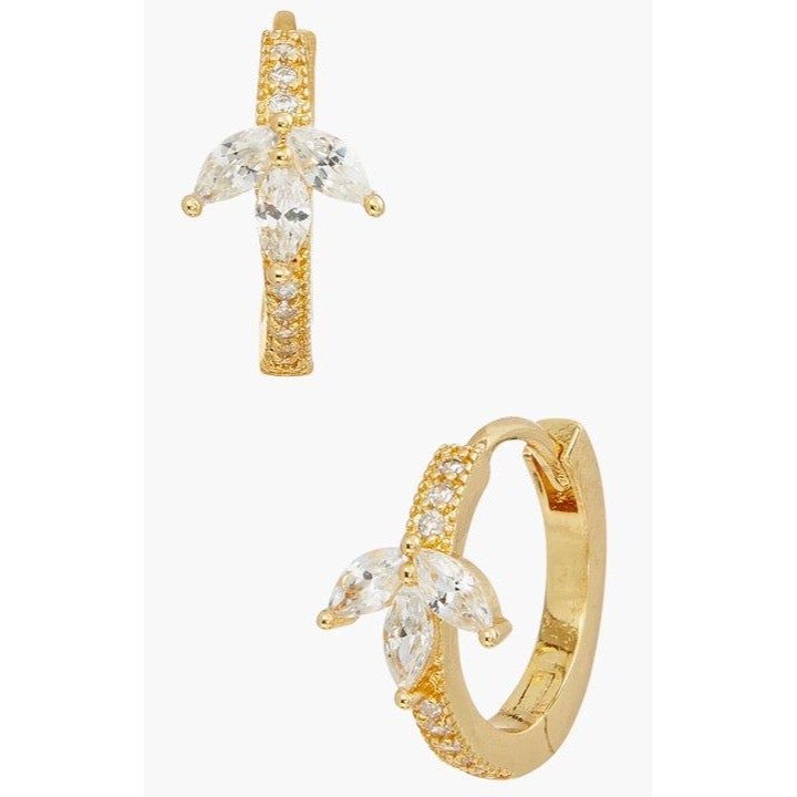 Savvy Cie Jewels Cz Winged 14mm Huggie Hoop Earrings